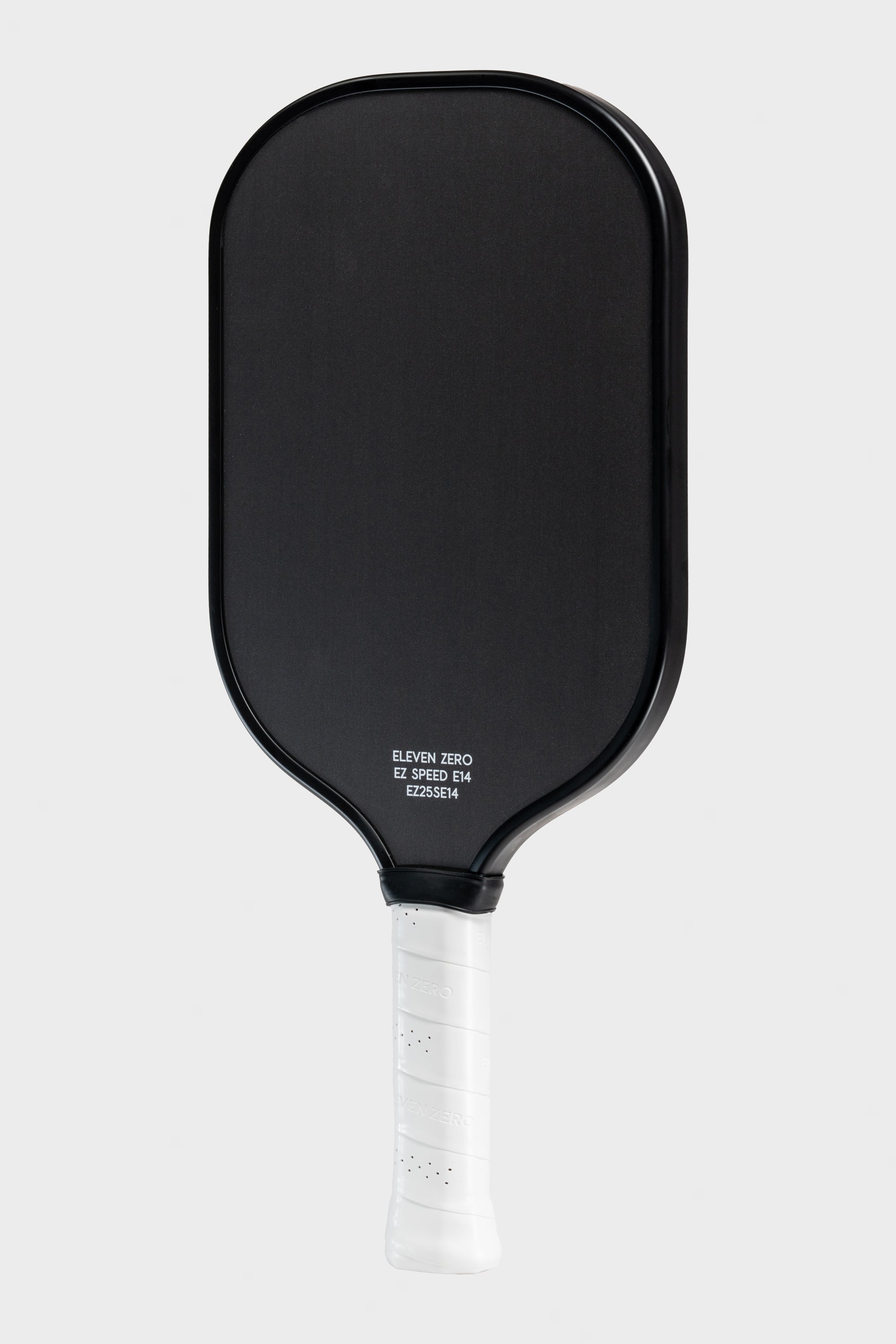 Studio shot of the Project Zero - EZ Speed E14 blackout paddle with a white background. Angled.