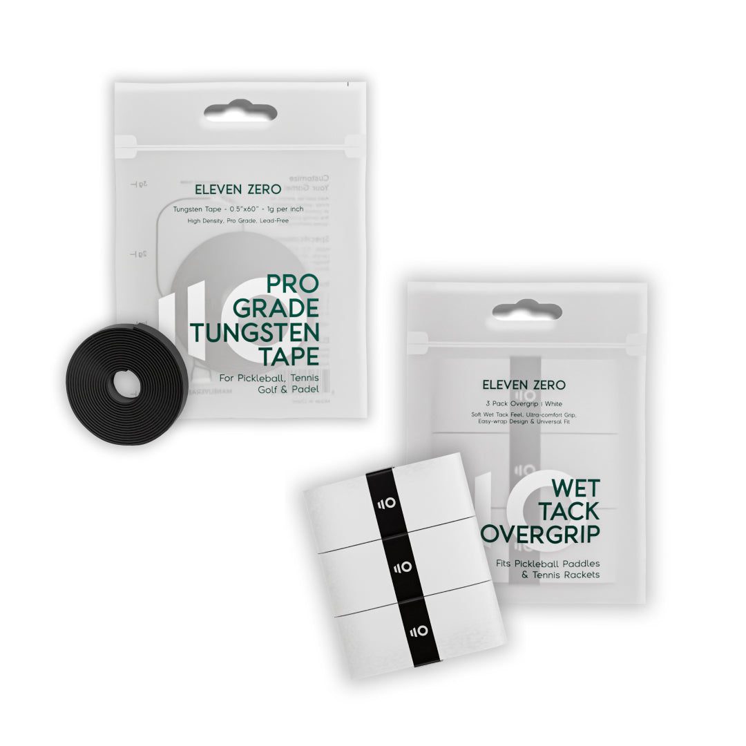 Eleven Zero overgrip tape and tungsten tape bundle for customizing paddle grip and weight balance.