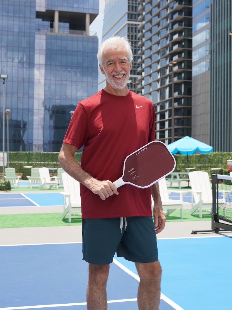 Player at the kitchen line - third shot drop technique