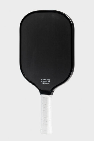 Studio shot of the Project Zero - EZ Speed H16 blackout paddle with a white background. Angled left.