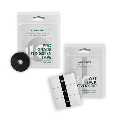 Eleven Zero overgrip tape and tungsten tape bundle for customizing paddle grip and weight balance.