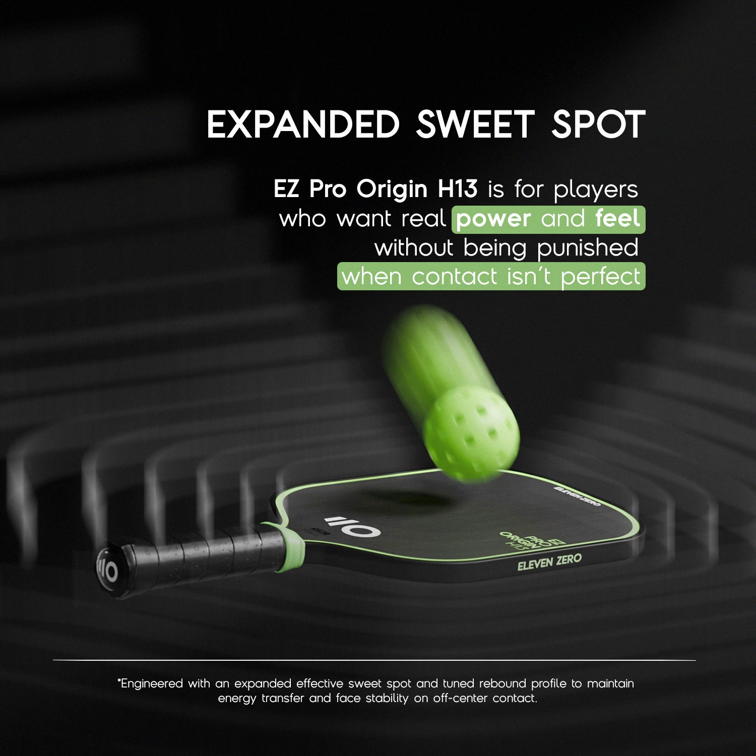 EZ Pro Origin H13 paddle expanded sweet spot illustration
