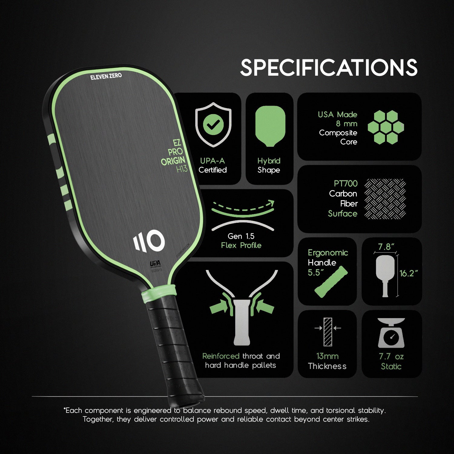 EZ Pro Origin H13 Pickleball Paddle | UPA-A Certified | Eleven Zero