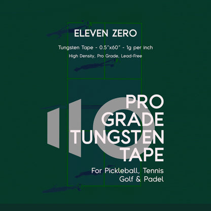 Promotional green-tinted image with Eleven Zero Pro Grade Tungsten Tape branding, showing players on a court background.